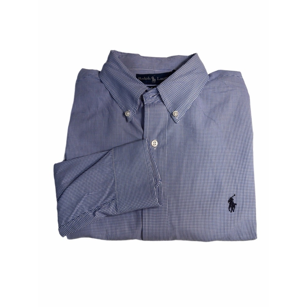 Ralph Lauren Blake 100% Cotton Button Down XL Blue Gingham Long Sleeve Shirt